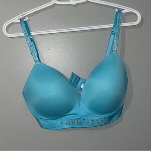 PINK Victoria's Secret Blue Lightly Padded T-Shirt Bra 34DD Wireless